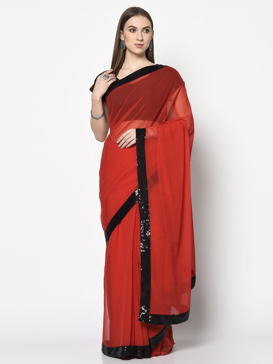 Party Wear Saree In Red Color