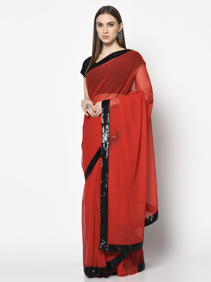 Party Wear Saree In Red Color