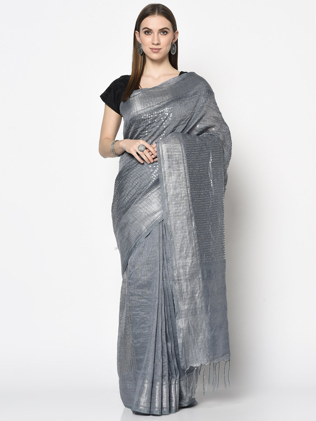 Shop Grey Color Handloom Saree For Party which is Saree online at simaaya At