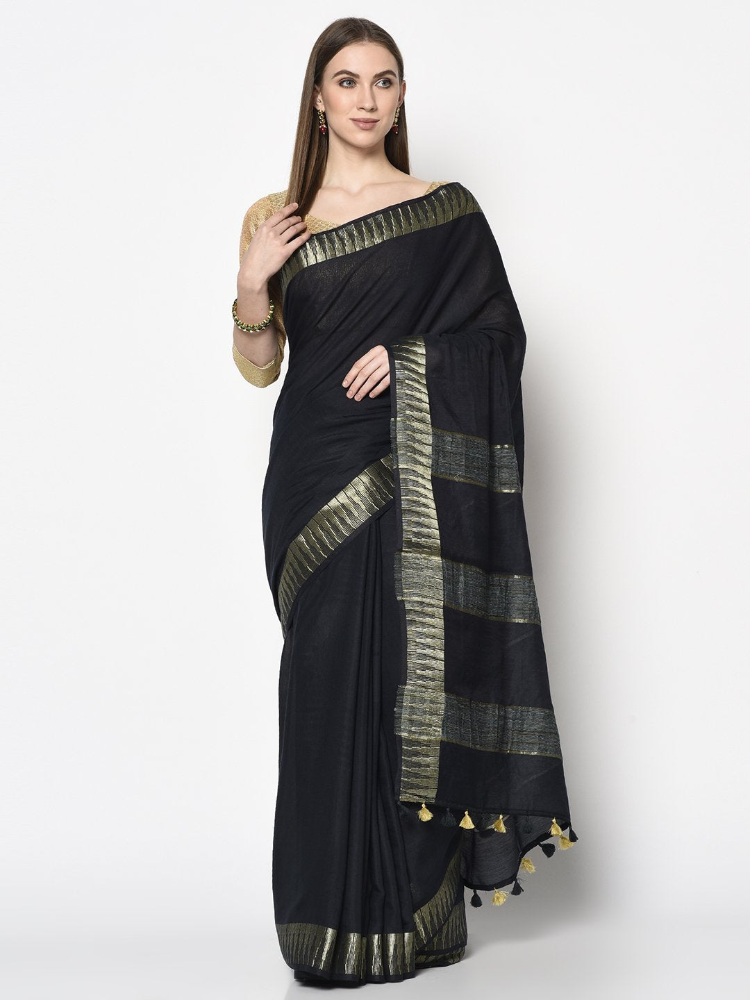 Shop Handloom Saree In Black Colour which is Saree online at simaaya At