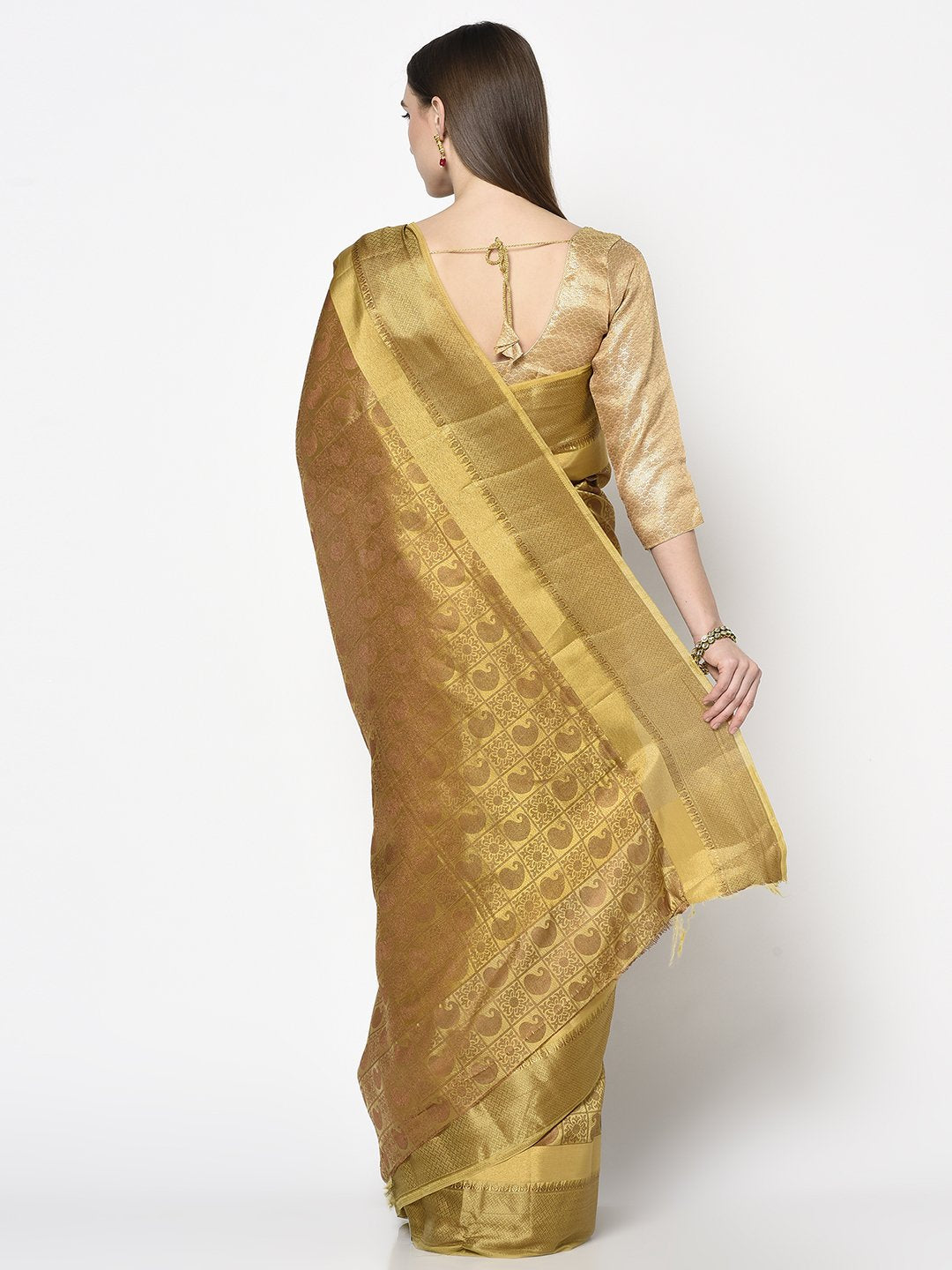 Handloom Saree In Golden Color