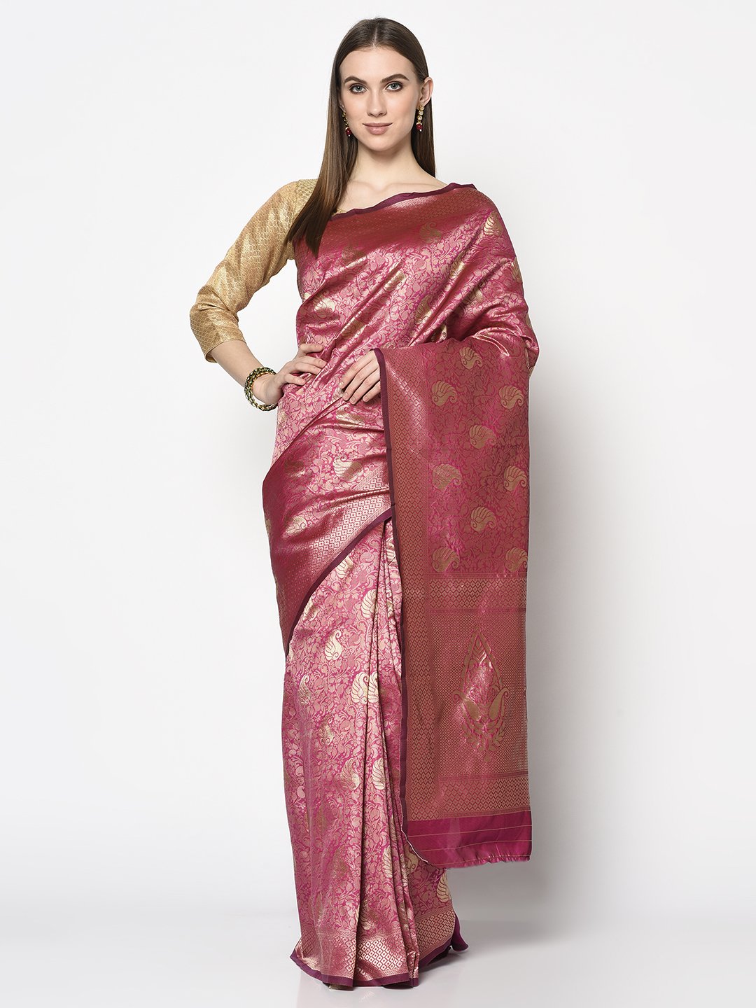 Shop Handloom Saree In Dark Pink Colour which is Saree online at simaaya At