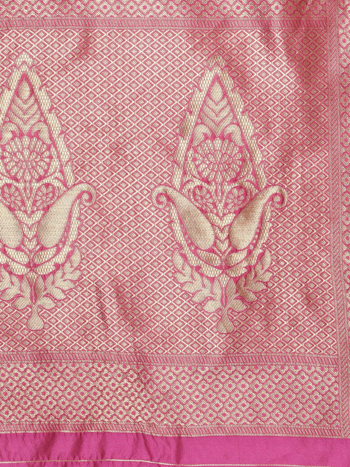 Handloom Saree In Dark Pink Color