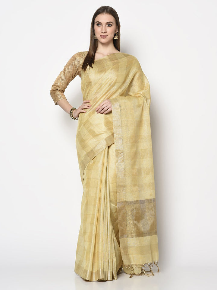 Shop Handloom Saree In Golden Colour which is Saree online at simaaya At
