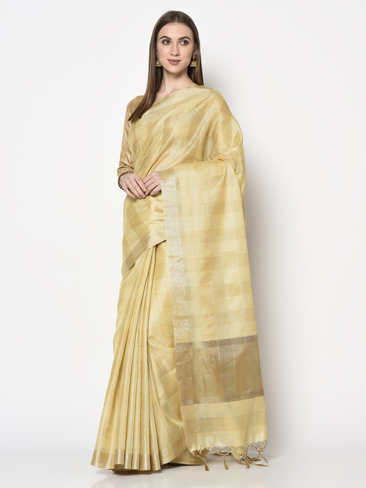 Handloom Saree In Golden Color