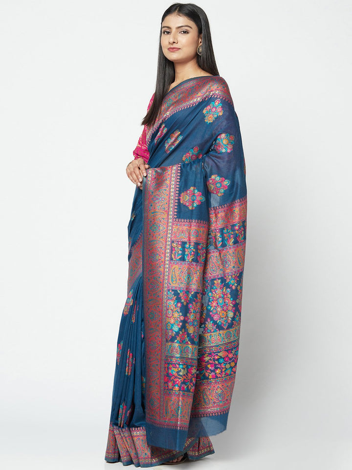 Blue Handloom Saree For Party Wear